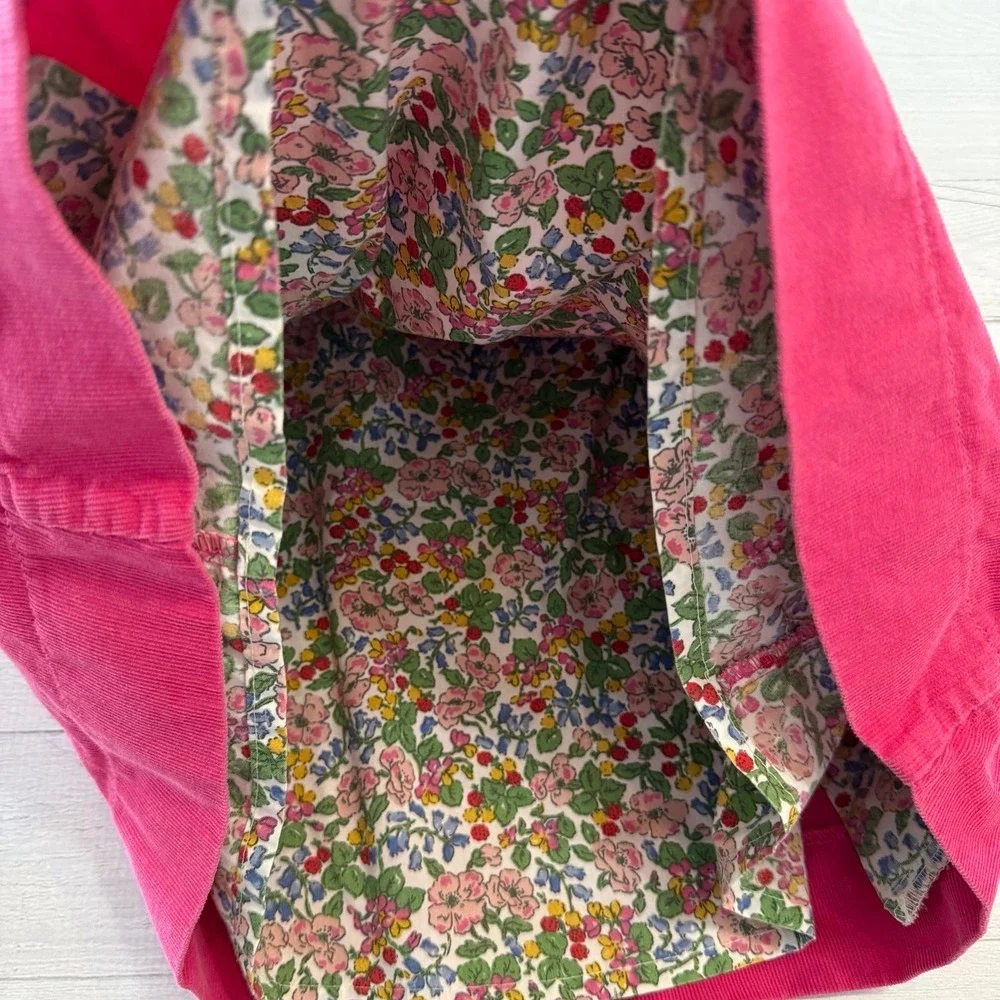 Mini Boden girls pink corduroy floral lined‎ dress 2/3